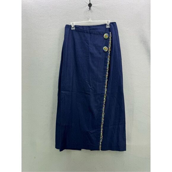 Vintage Handmade Denim Beaded Western Southwestern Wrap Skirt Size 16 - Picture 11 of 11